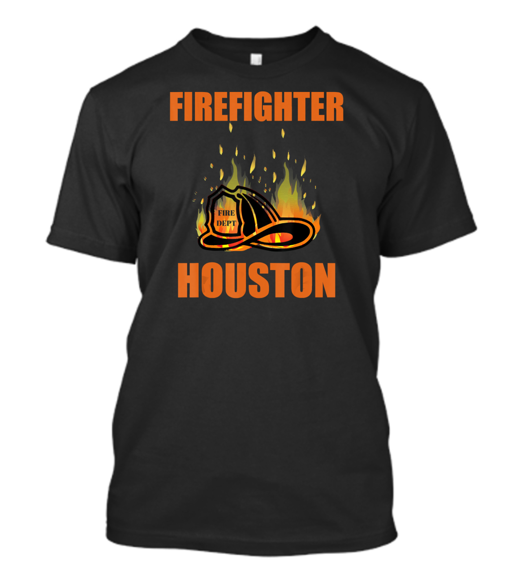 Firefighter Houston Fire Dept Helmet With Flames T-Shirt