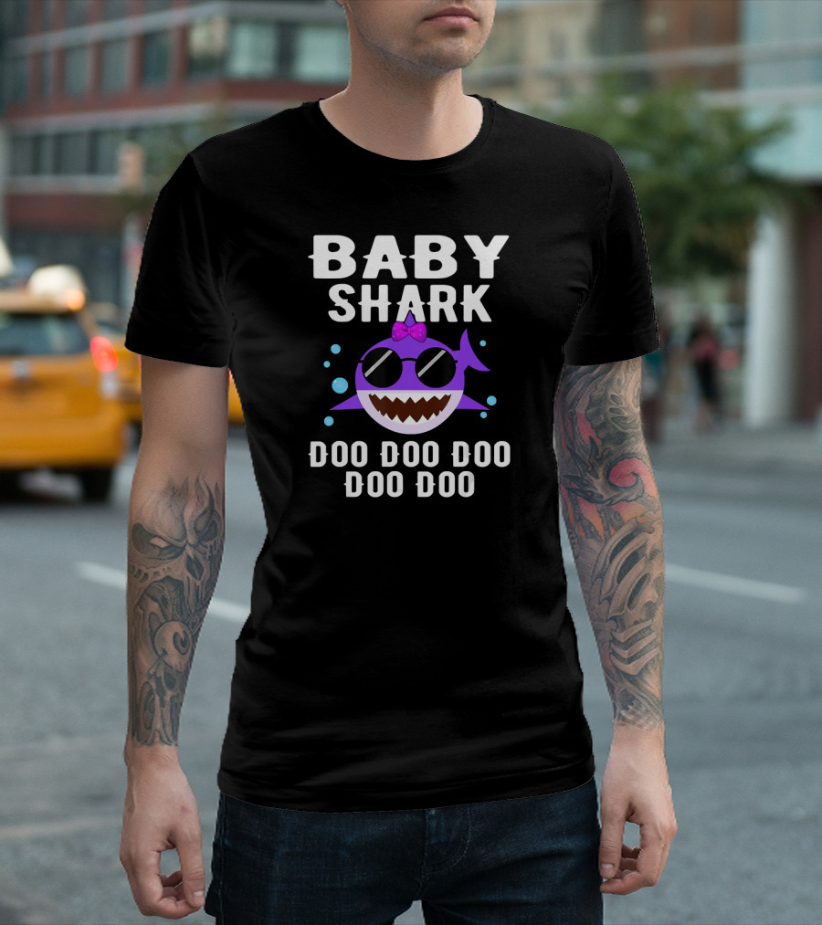 Baby Shark Doo Doo Doo Doo Purple Sunglasses Bow T-Shirt