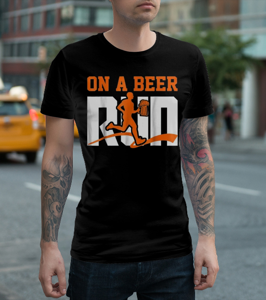 NV042 Funny Beer For Men On A Beer Run Beer Mug Runner T-Shirt