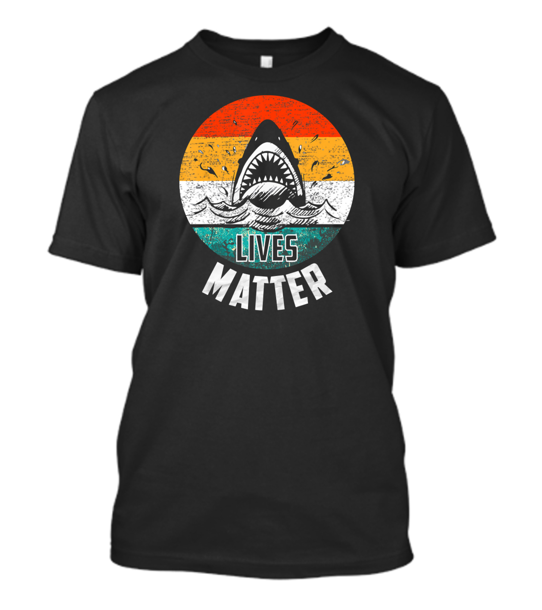 Shark Lives Matter Awareness Vintage Retro Circle T-Shirt
