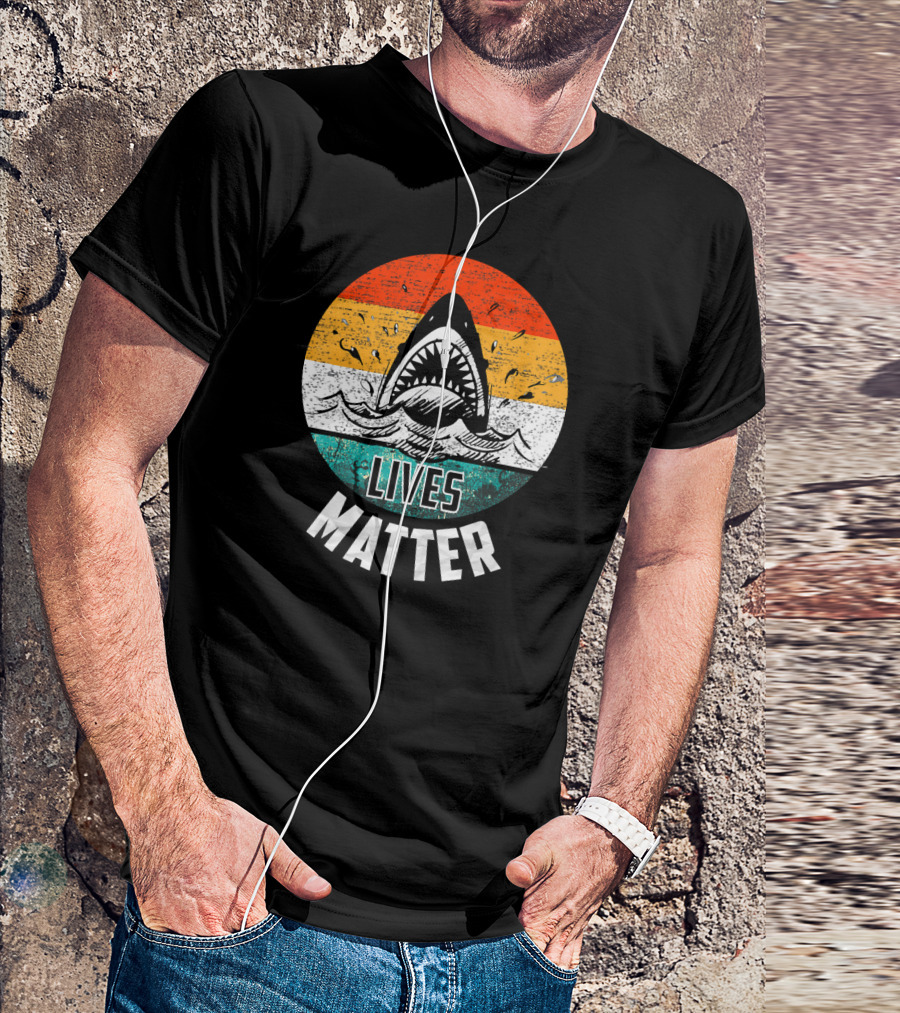Shark Lives Matter Awareness Vintage Retro Circle T-Shirt