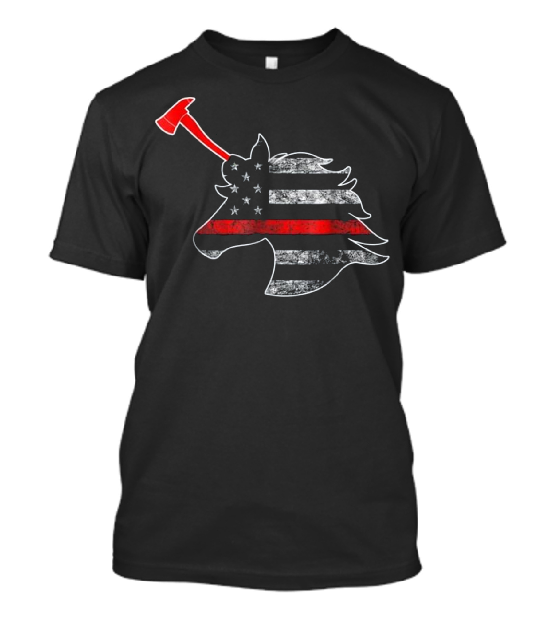 Firefighter Unicorn Thin Red Line USA Flag Patriotic 4T T-Shirt