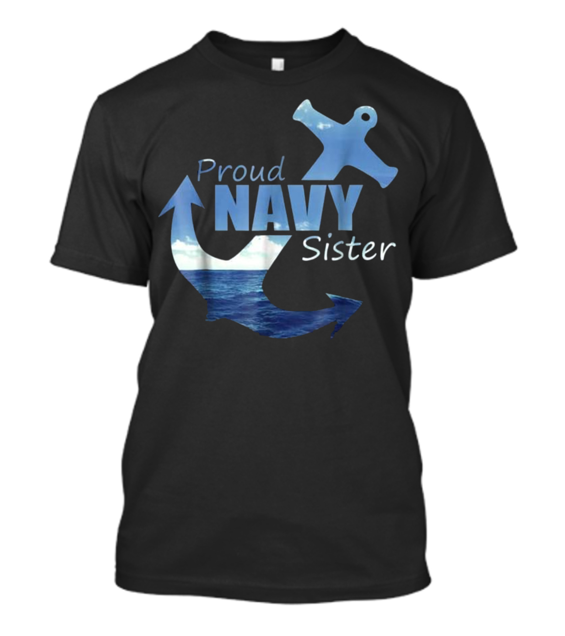 Proud Navy Sister Anchor Ocean T-Shirt