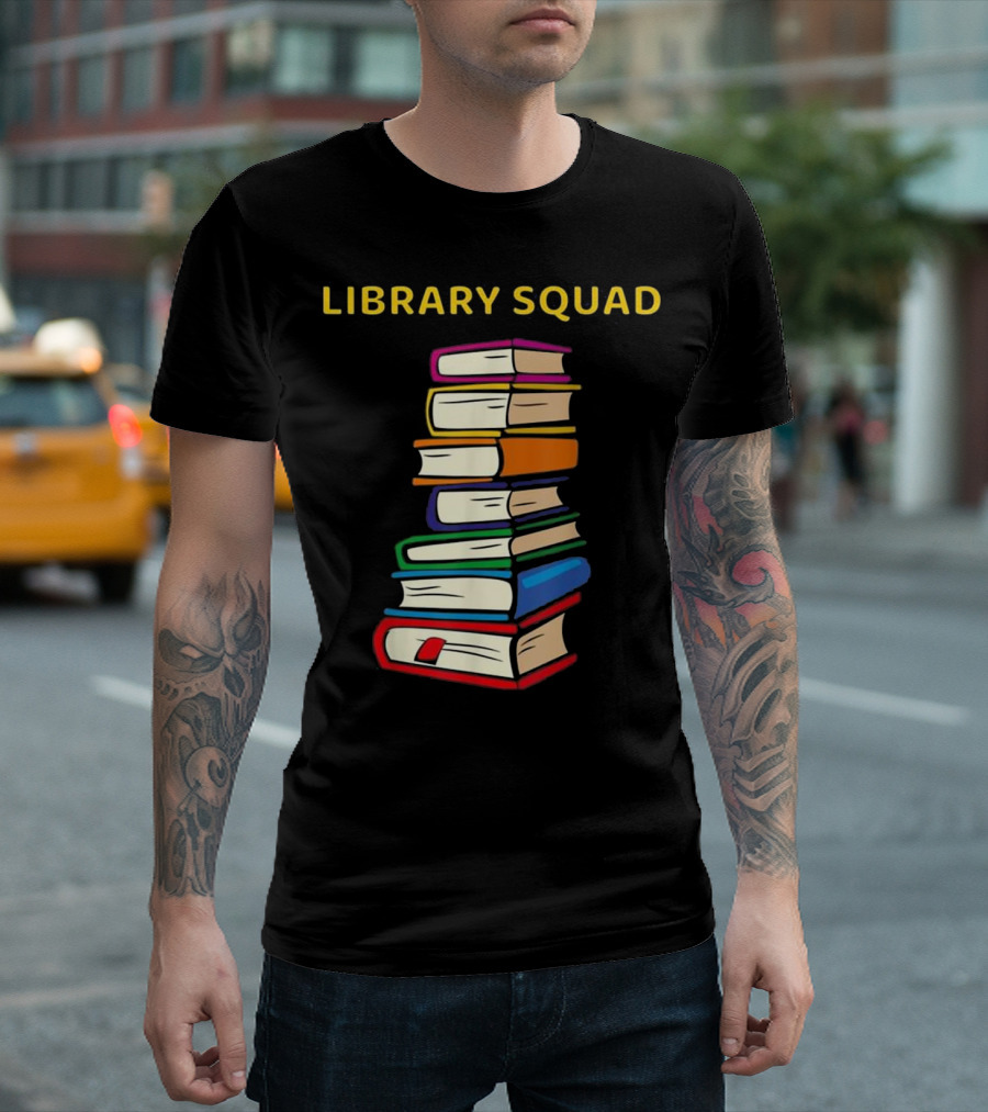 Library Squad Book Lover Reading Stack T-Shirt
