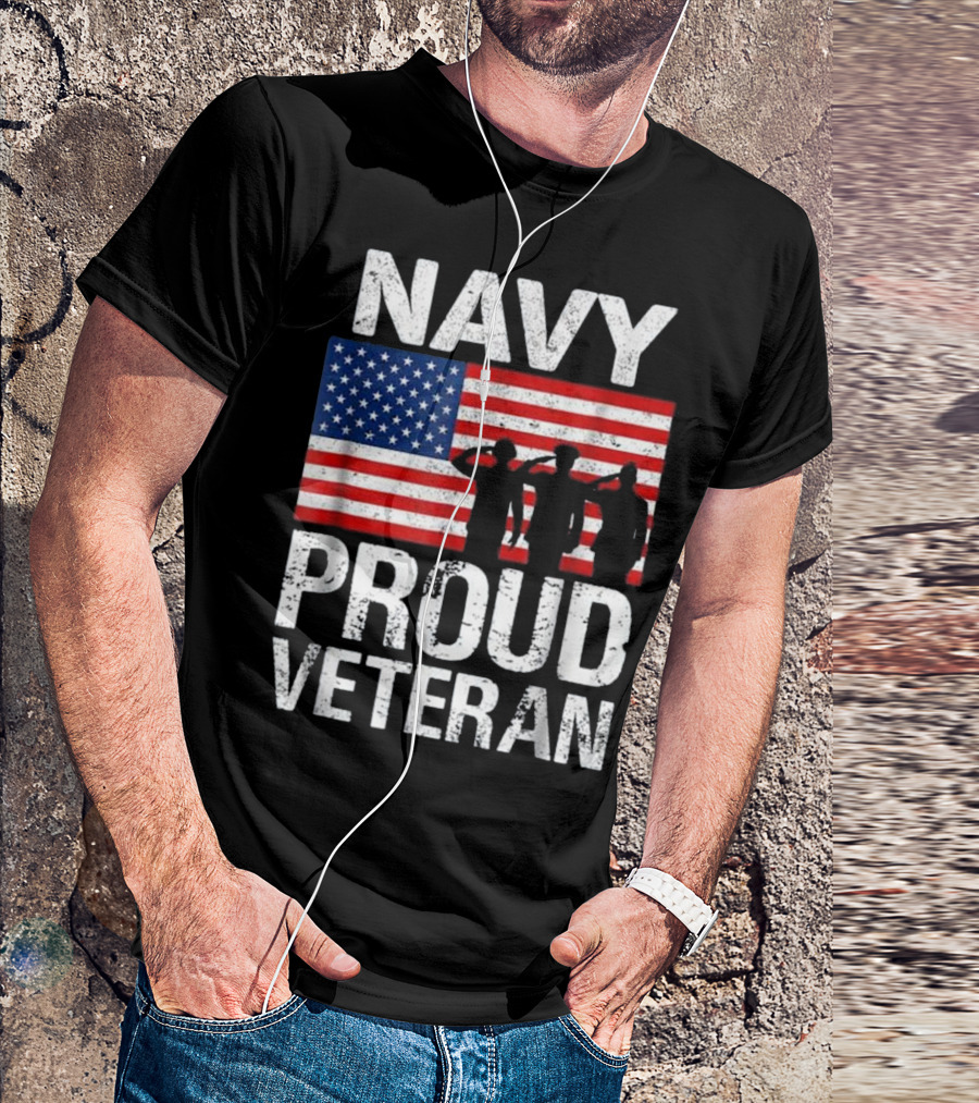 NAVY Proud Veteran American Flag T-Shirt
