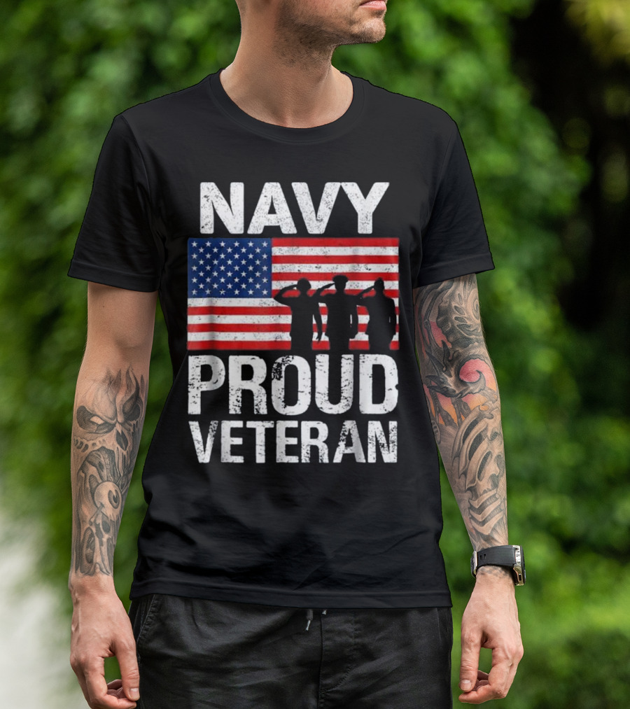 NAVY Proud Veteran American Flag T-Shirt