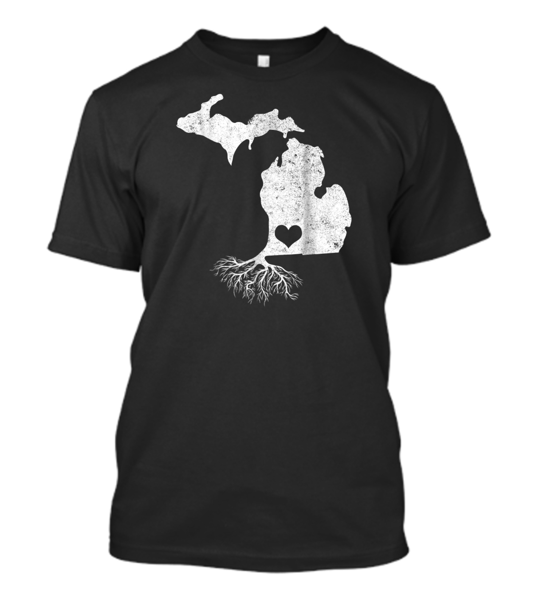 Michigan Roots Heart Map With Love For Michigan T-Shirt