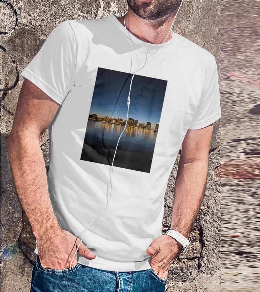 Oakland California Skyline Reflections At Dusk T-Shirt