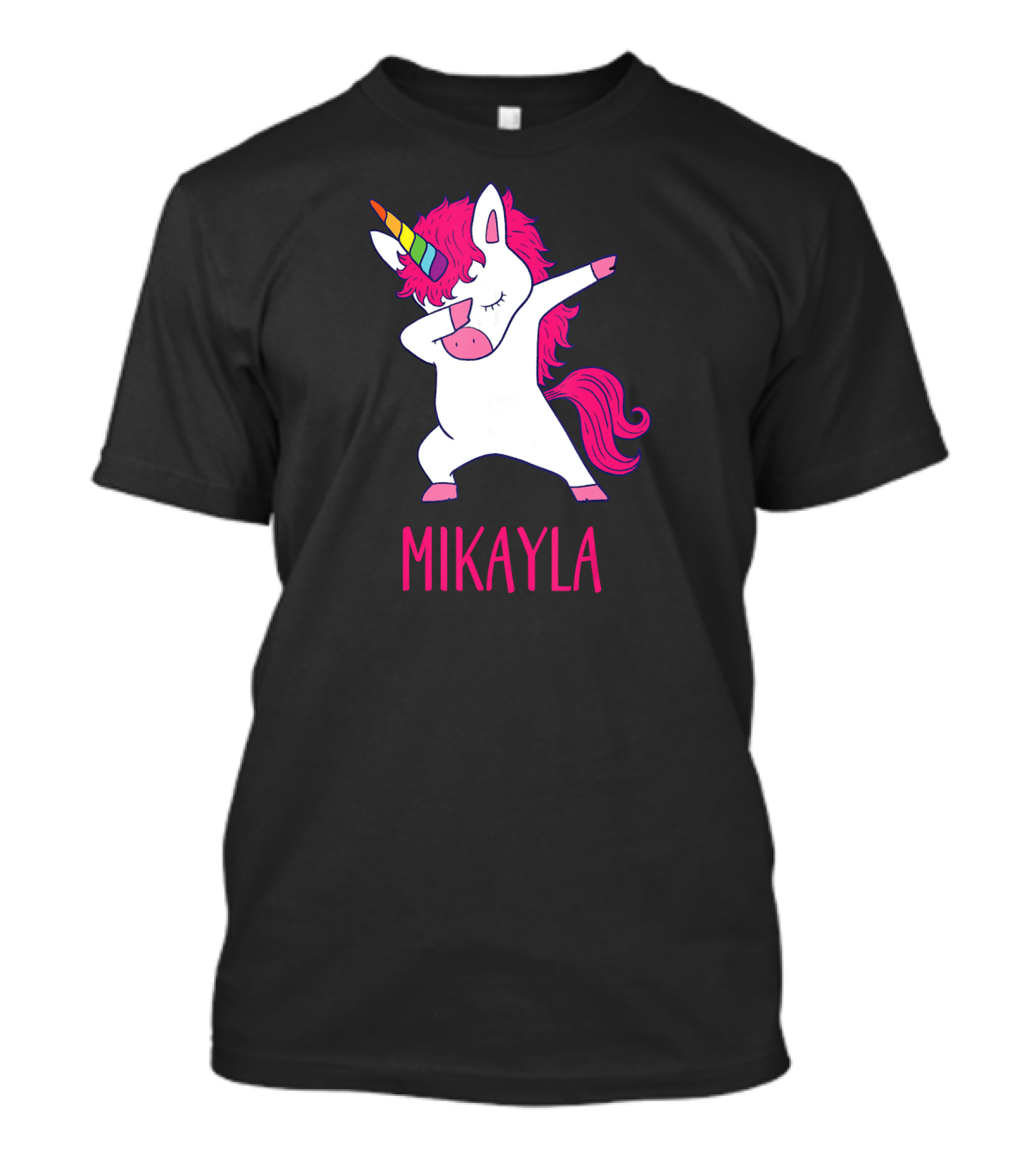 MIKAYLA Personalized Unicorn Dabbing With Rainbow Horn T-Shirt