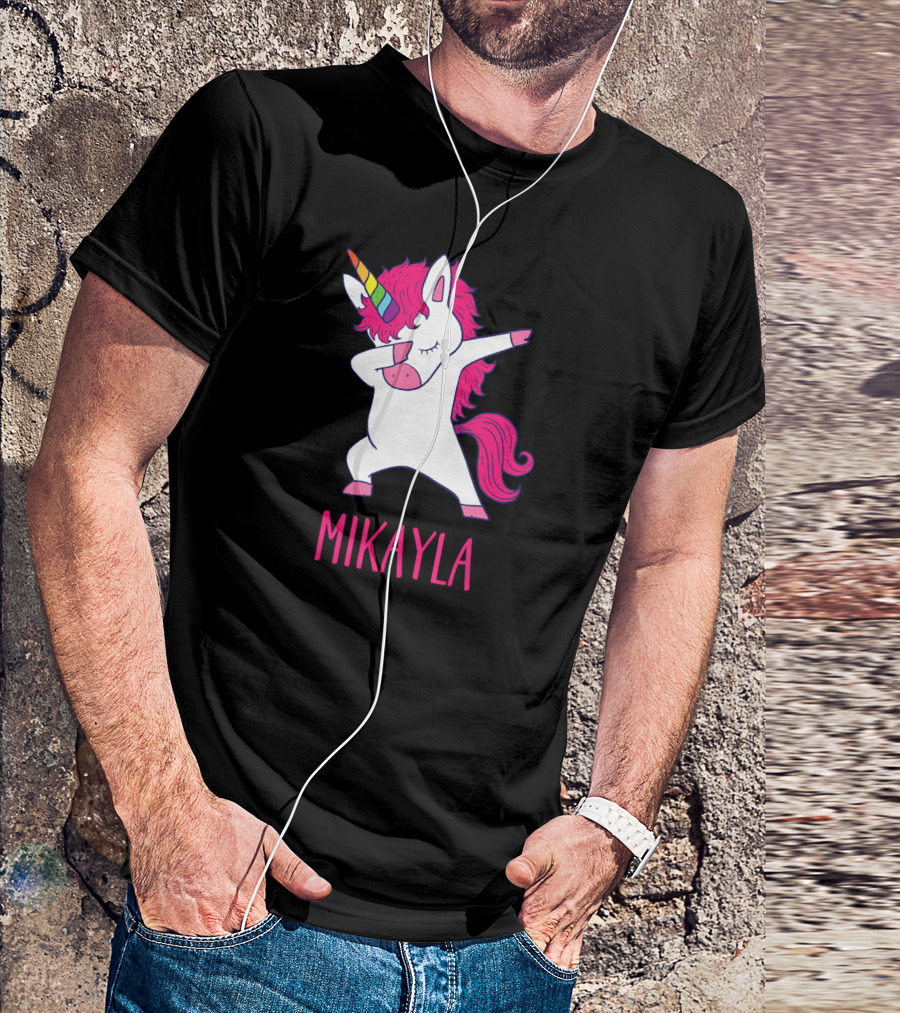 MIKAYLA Personalized Unicorn Dabbing With Rainbow Horn T-Shirt