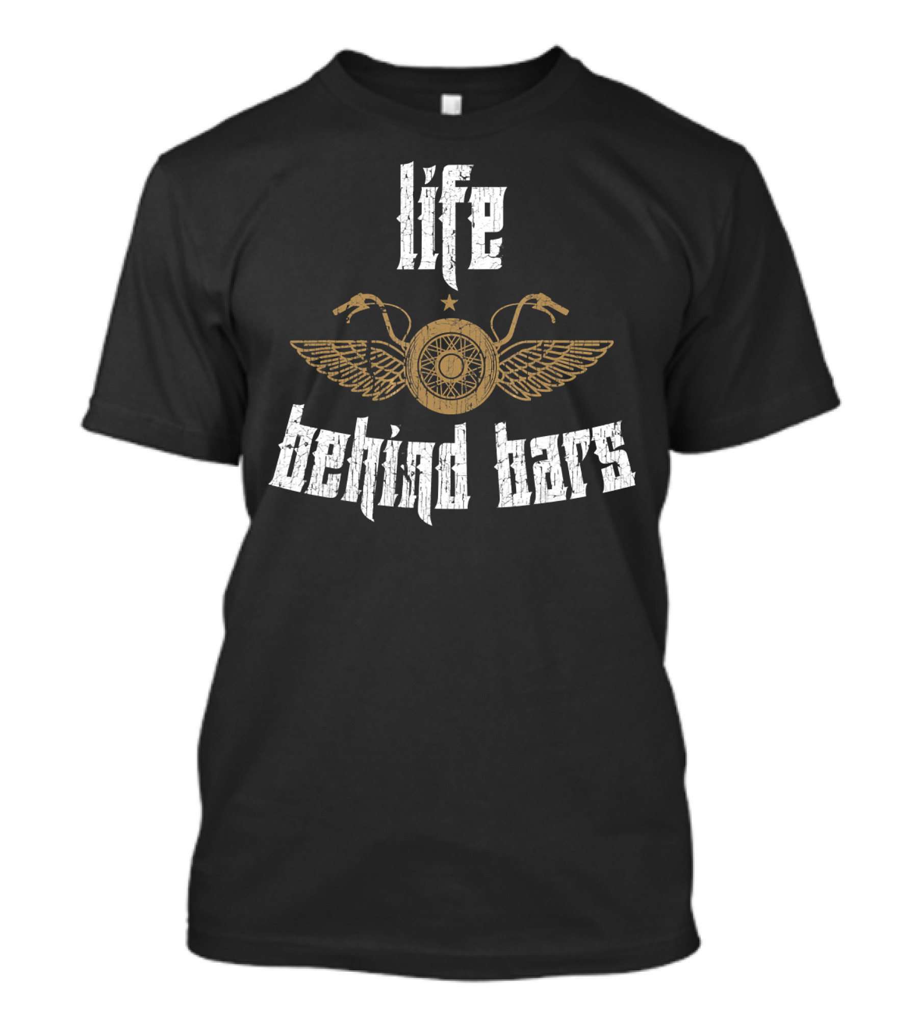Life Behind Bars Winged Motorcycle Wheel T-Shirt