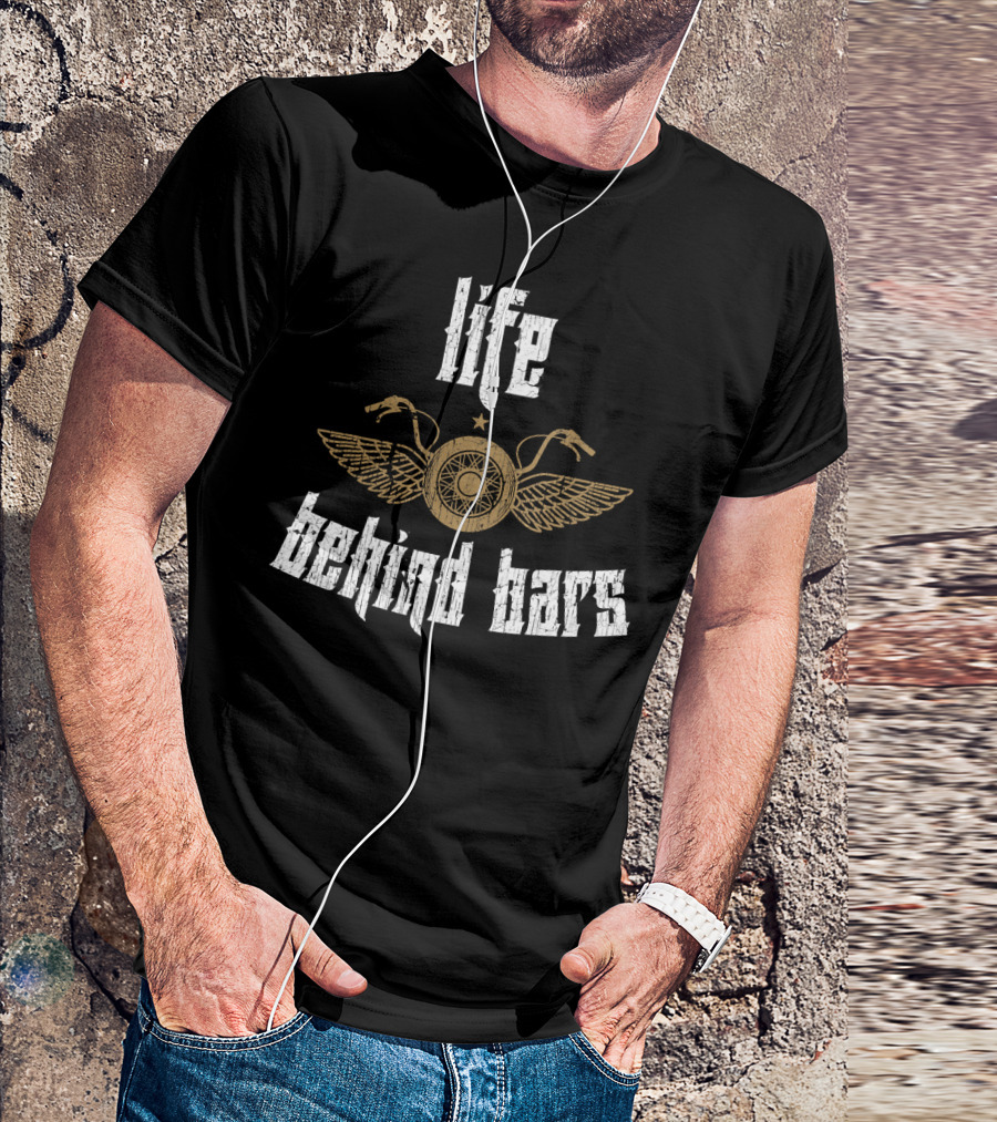 Life Behind Bars Winged Motorcycle Wheel T-Shirt