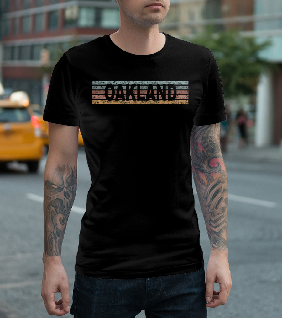 Oakland California Retro Vintage Stripes USA T-Shirt