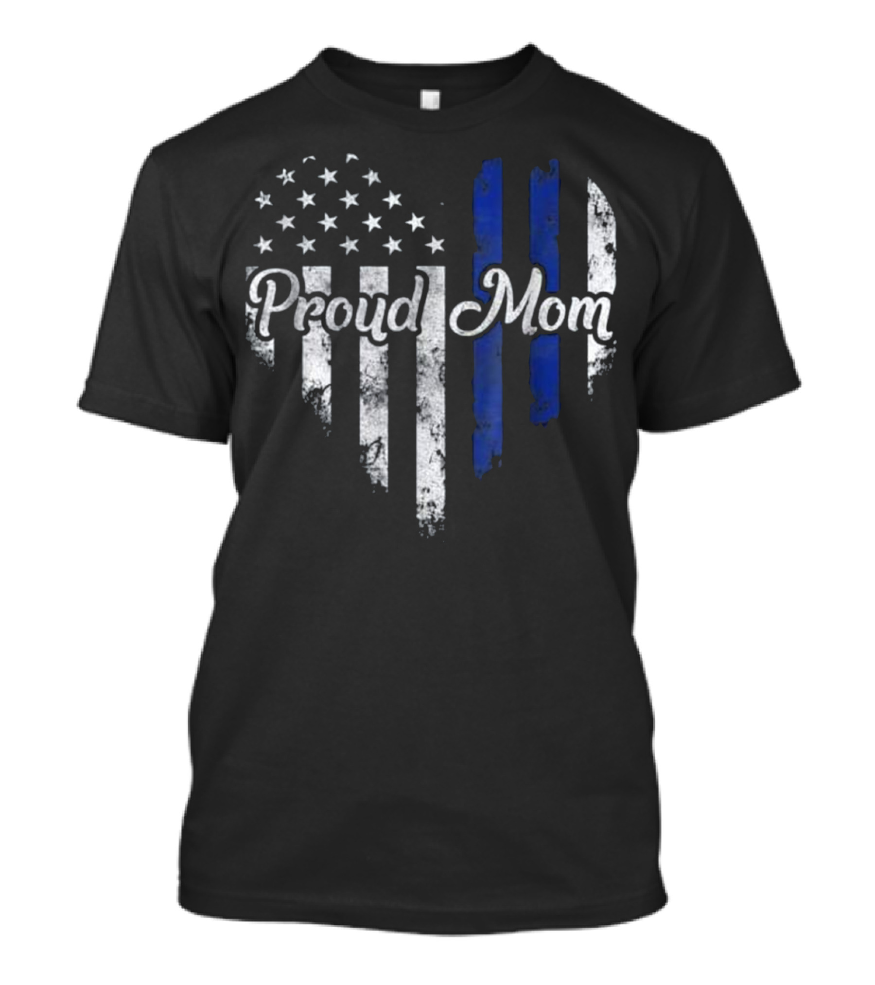 Proud Mom Thin Blue Line Heart American Flag T-Shirt