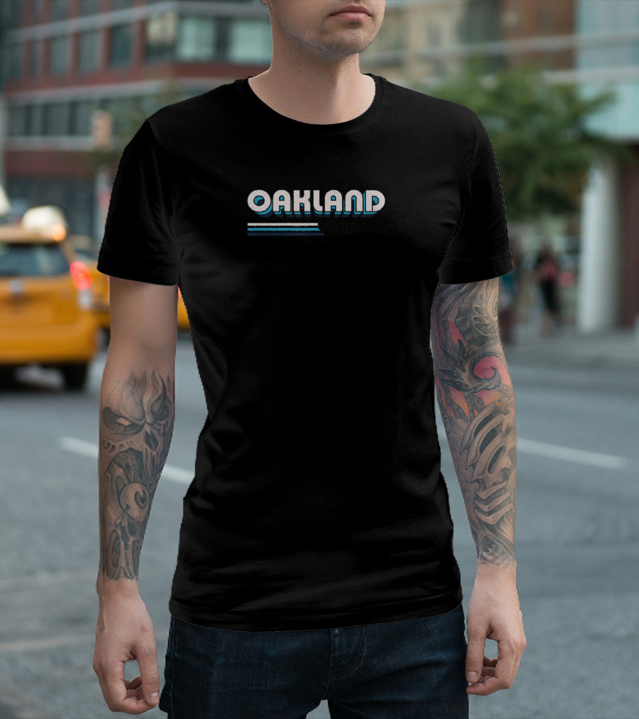 Oakland California Retro 70's Vintage Style with Classic Stripes T-Shirt