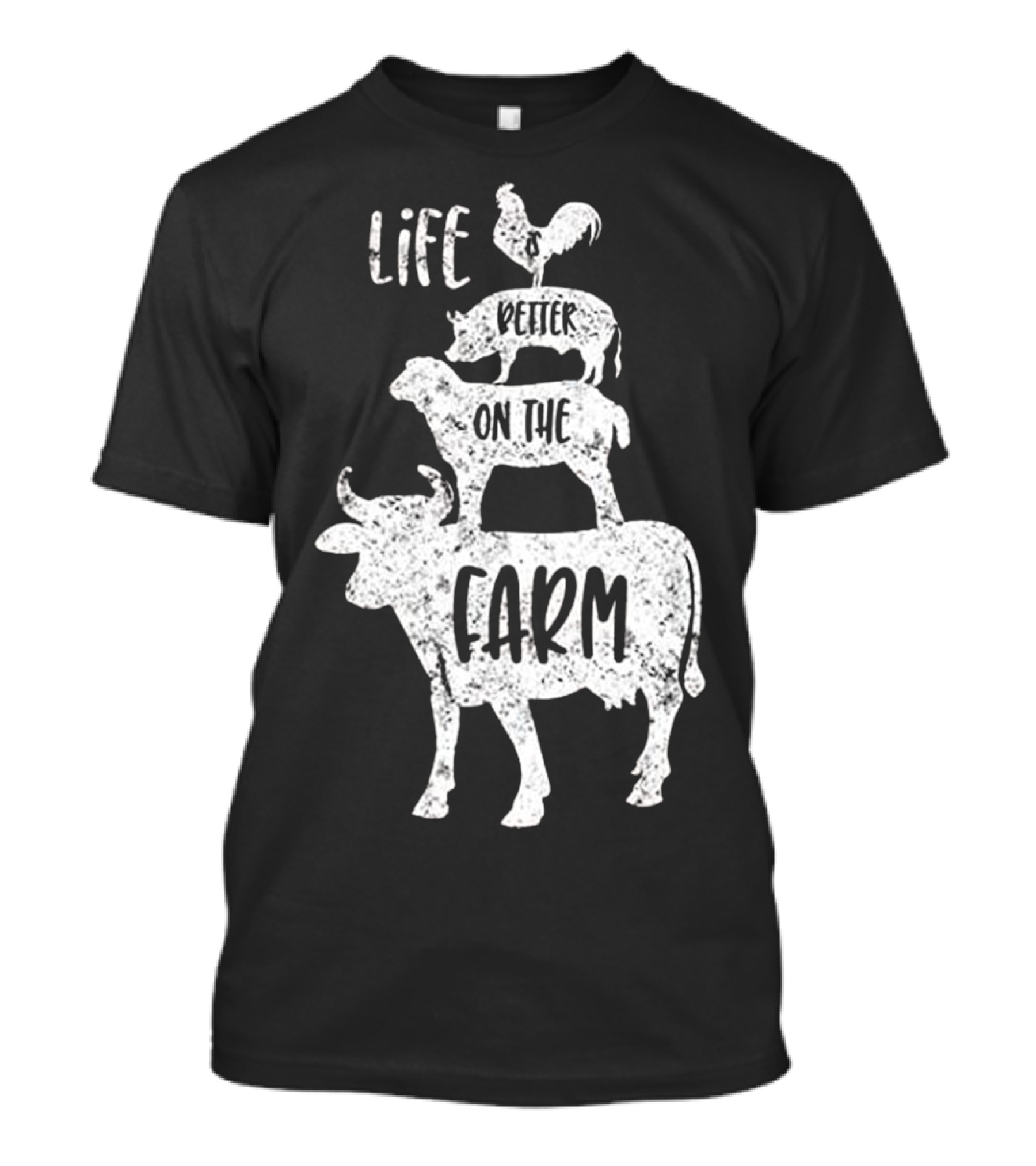 Life Is Better On The Farm Stacked Funny Animals T-Shirt