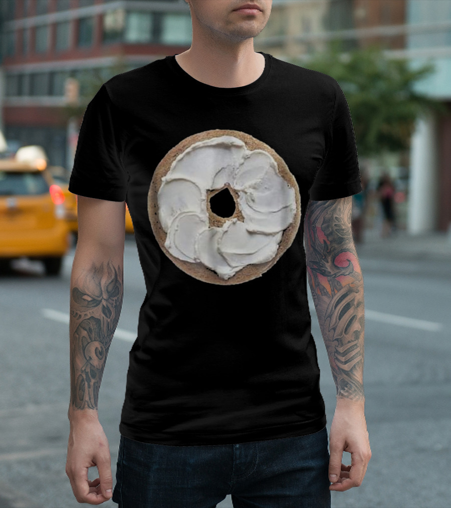 Bagel with Cream Cheese on Dark Background Breakfast Brunch T-Shirt