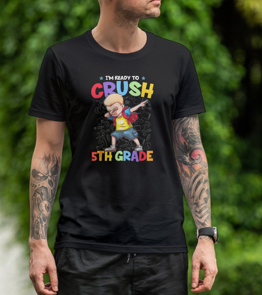 I'm Ready To Crush 5th Grade Funny Dabbing Kid Backpack Sketches T-Shirt