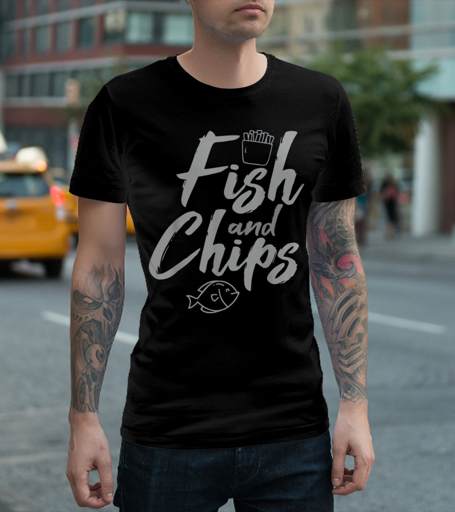 Fish And Chips Funny British Food Icon With Fish And Fries T-Shirt