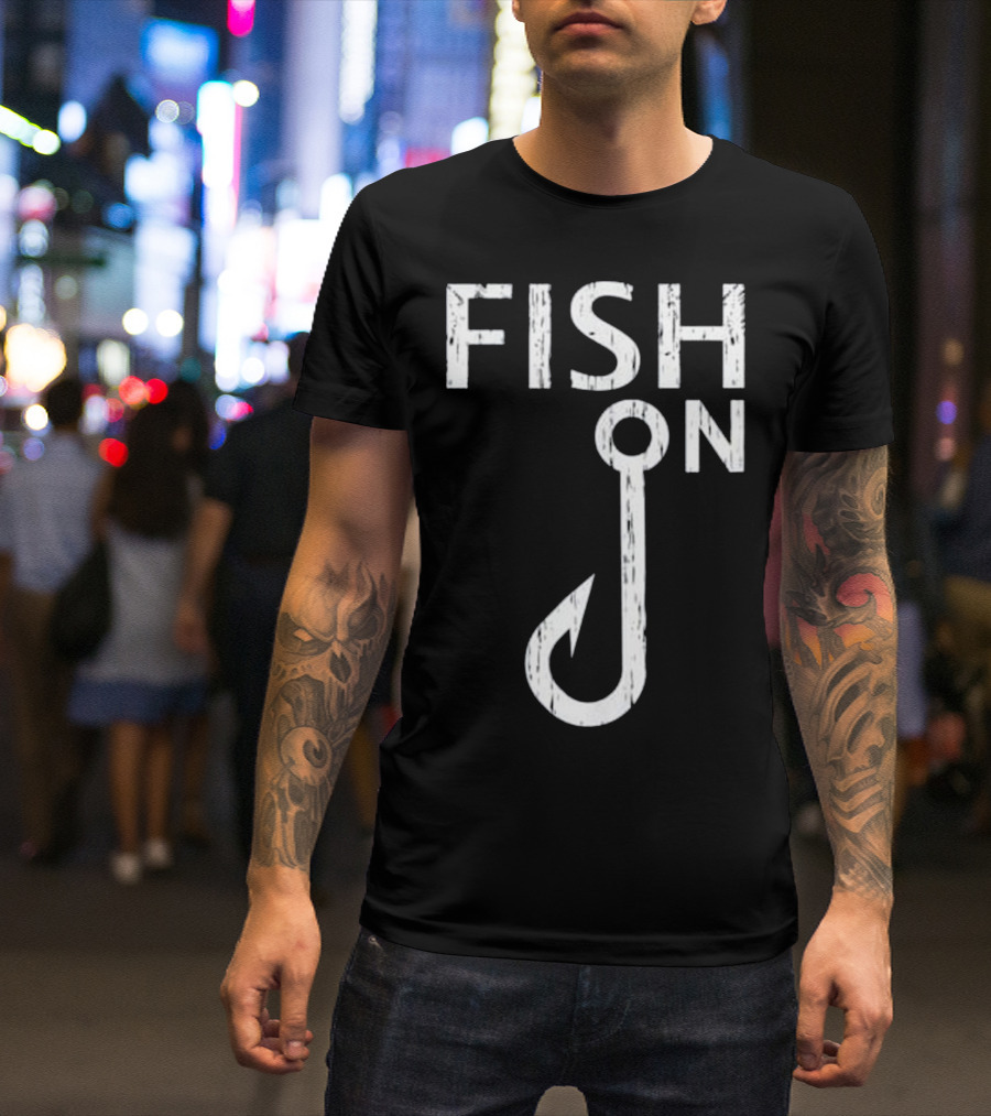 Fish On Hook Vintage Fisherman T-Shirt