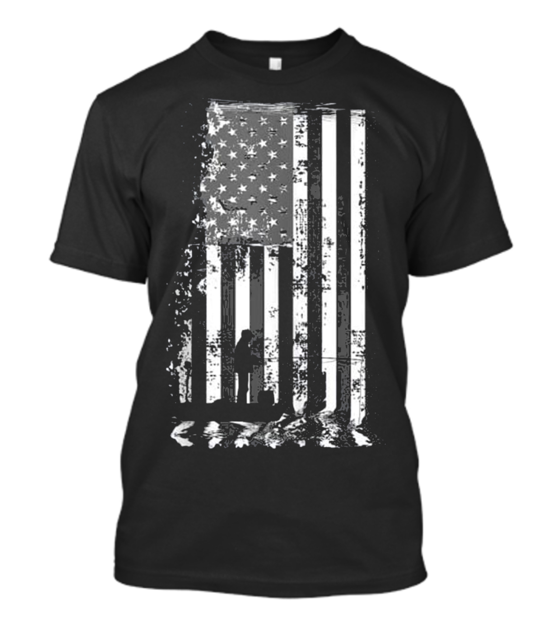 FISHING USA Fisherman American Flag T-Shirt