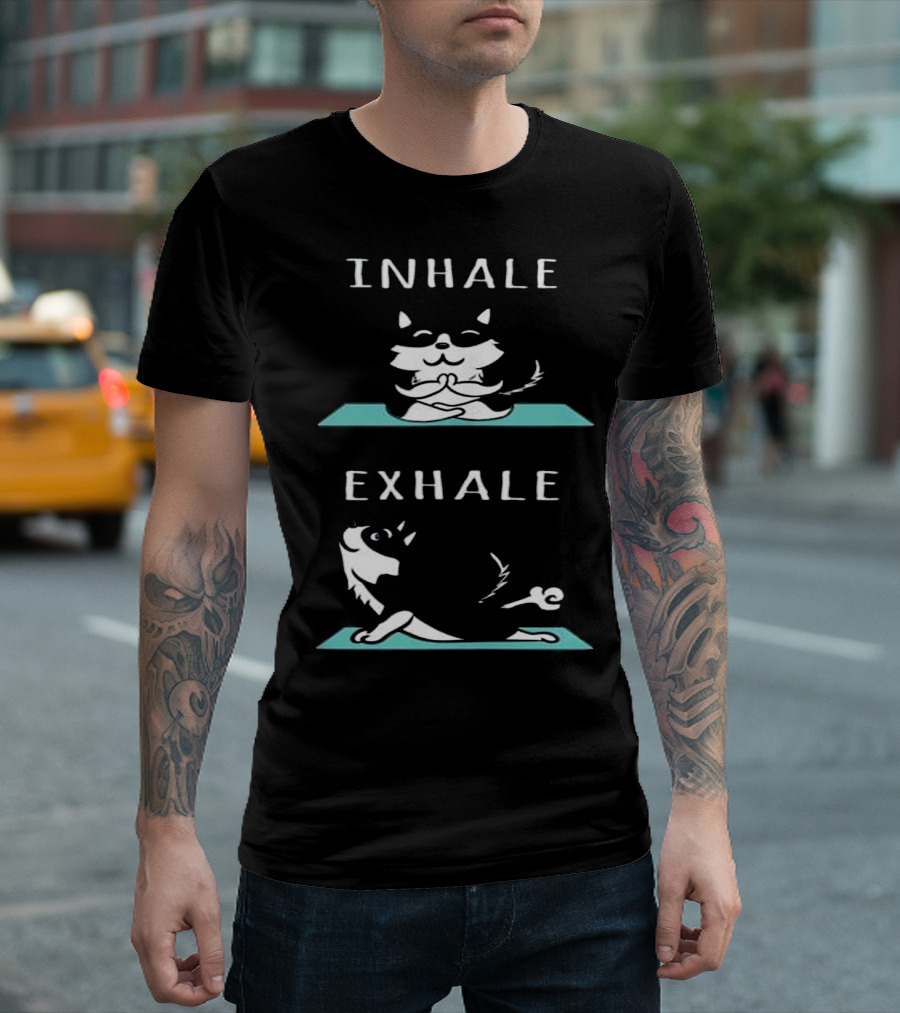 Husky Inhale Exhale Funny Yoga Dog T-Shirt