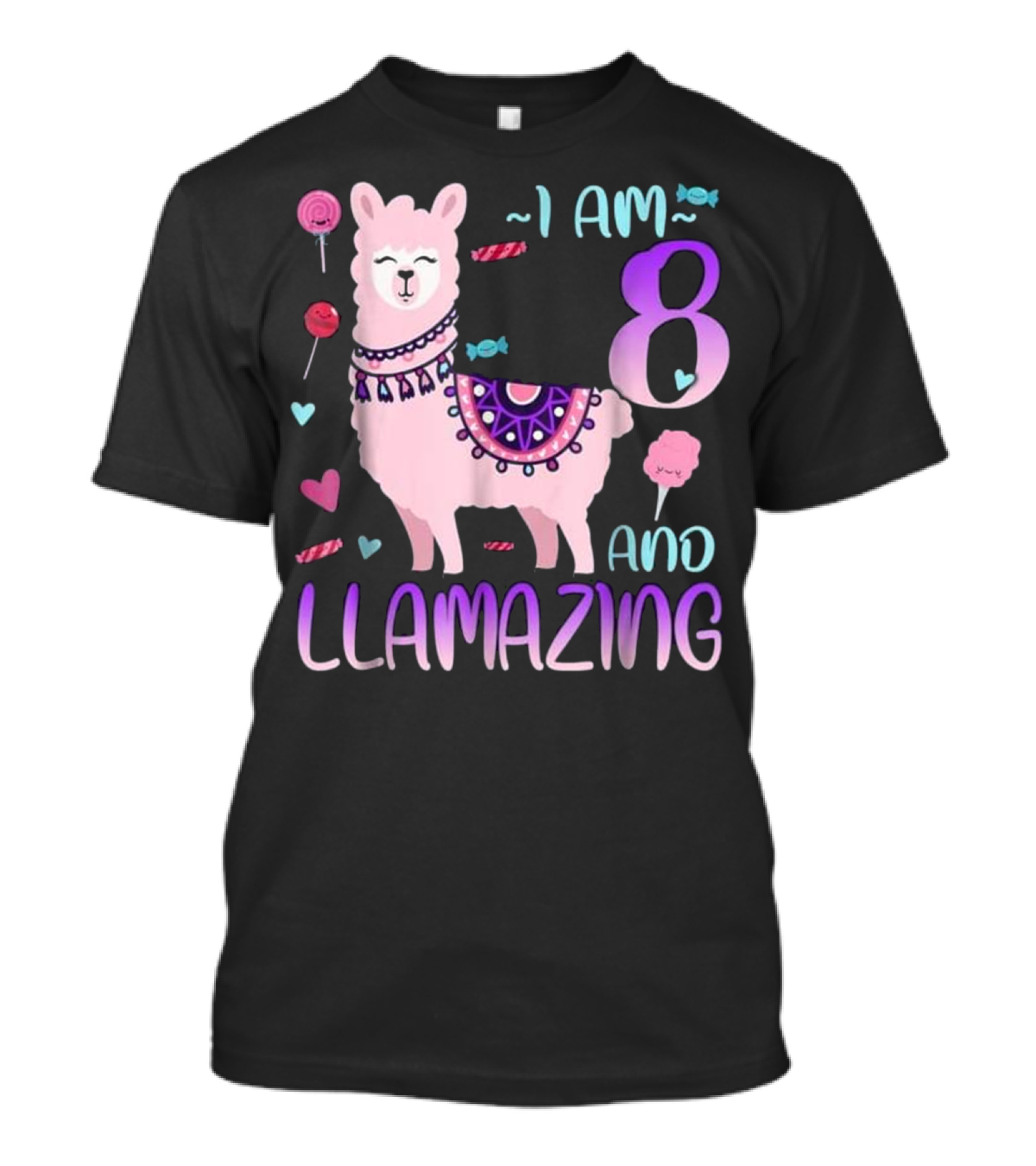 I Am 8 I Am Llamazing 8 Llama T-Shirt