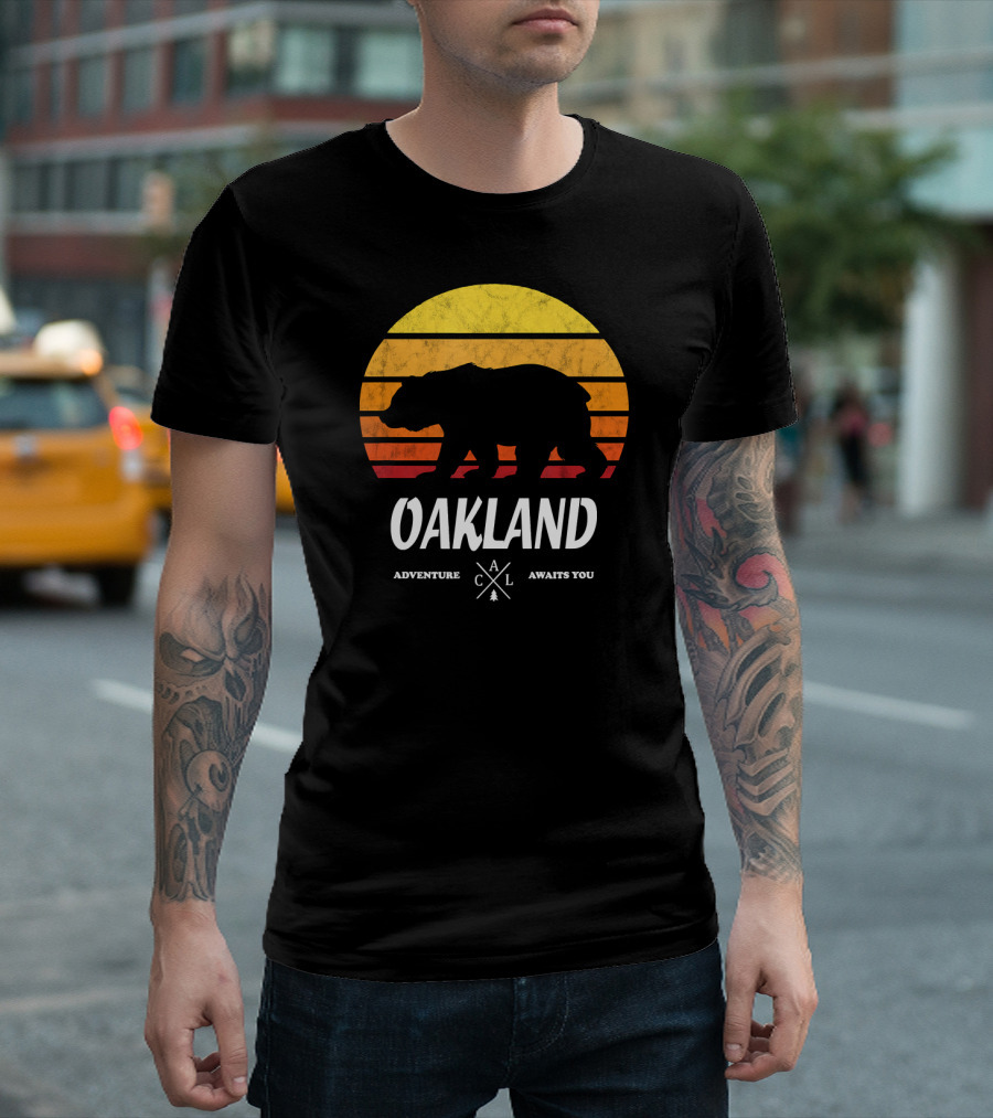 Oakland Adventure Awaits You Bear Sunset California T-Shirt