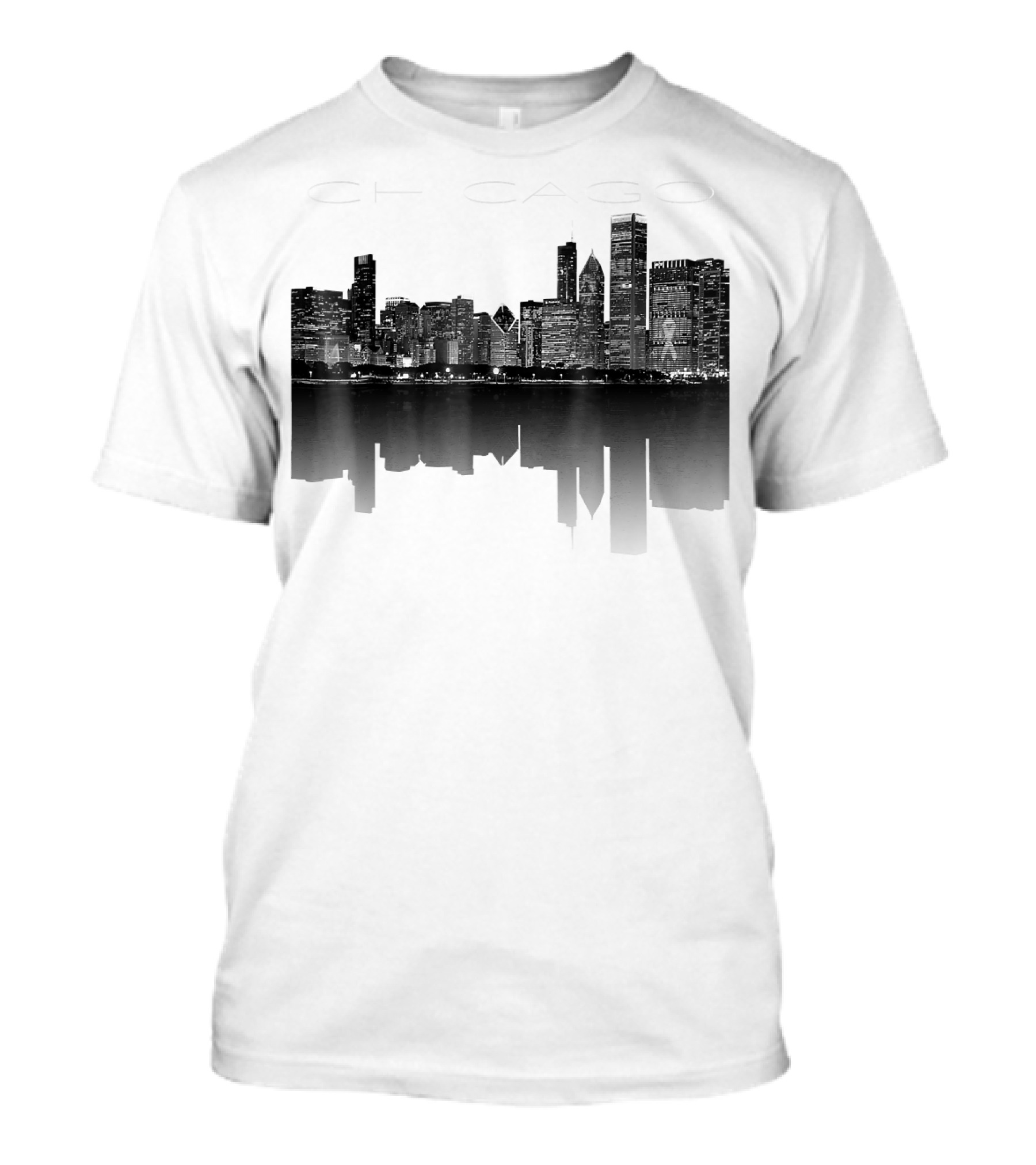 Chicago City Skyline Lights At Night T-Shirt