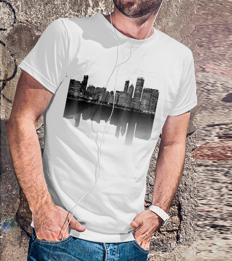 Chicago City Skyline Lights At Night T-Shirt