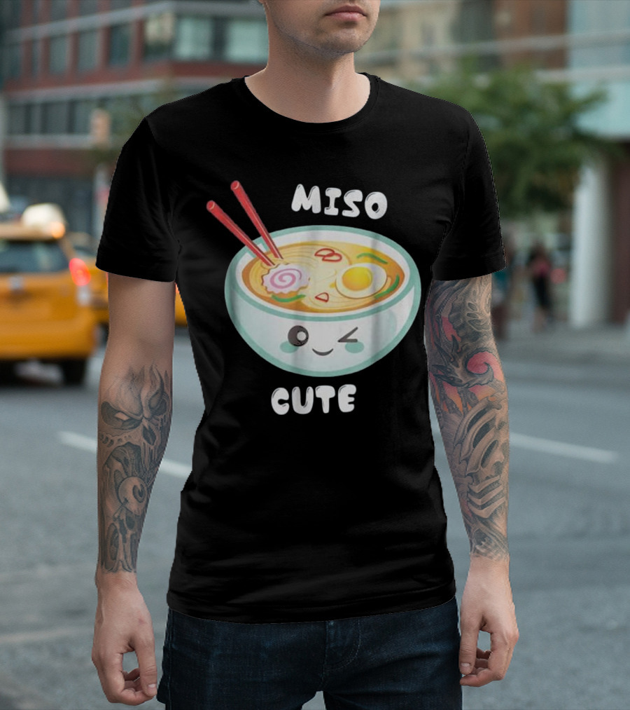 Miso Cute Funny Food Kawaii Ramen Winking Bowl T-Shirt