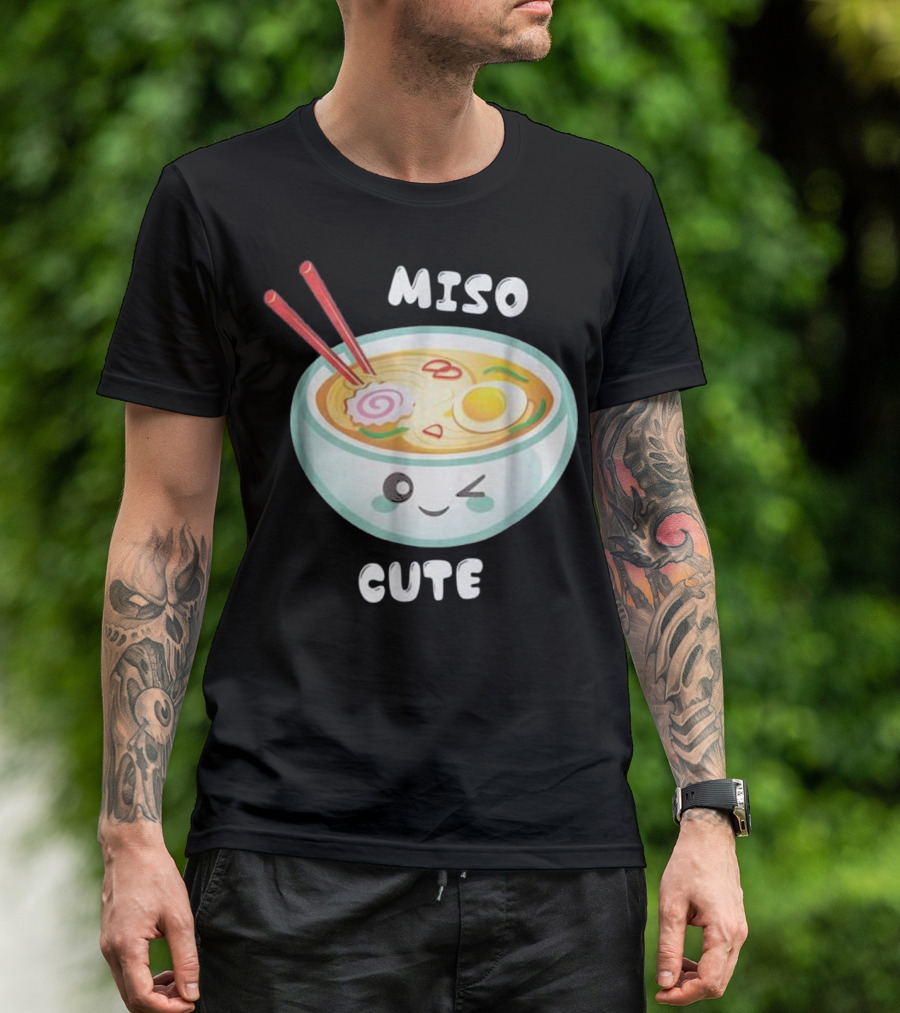 Miso Cute Funny Food Kawaii Ramen Winking Bowl T-Shirt
