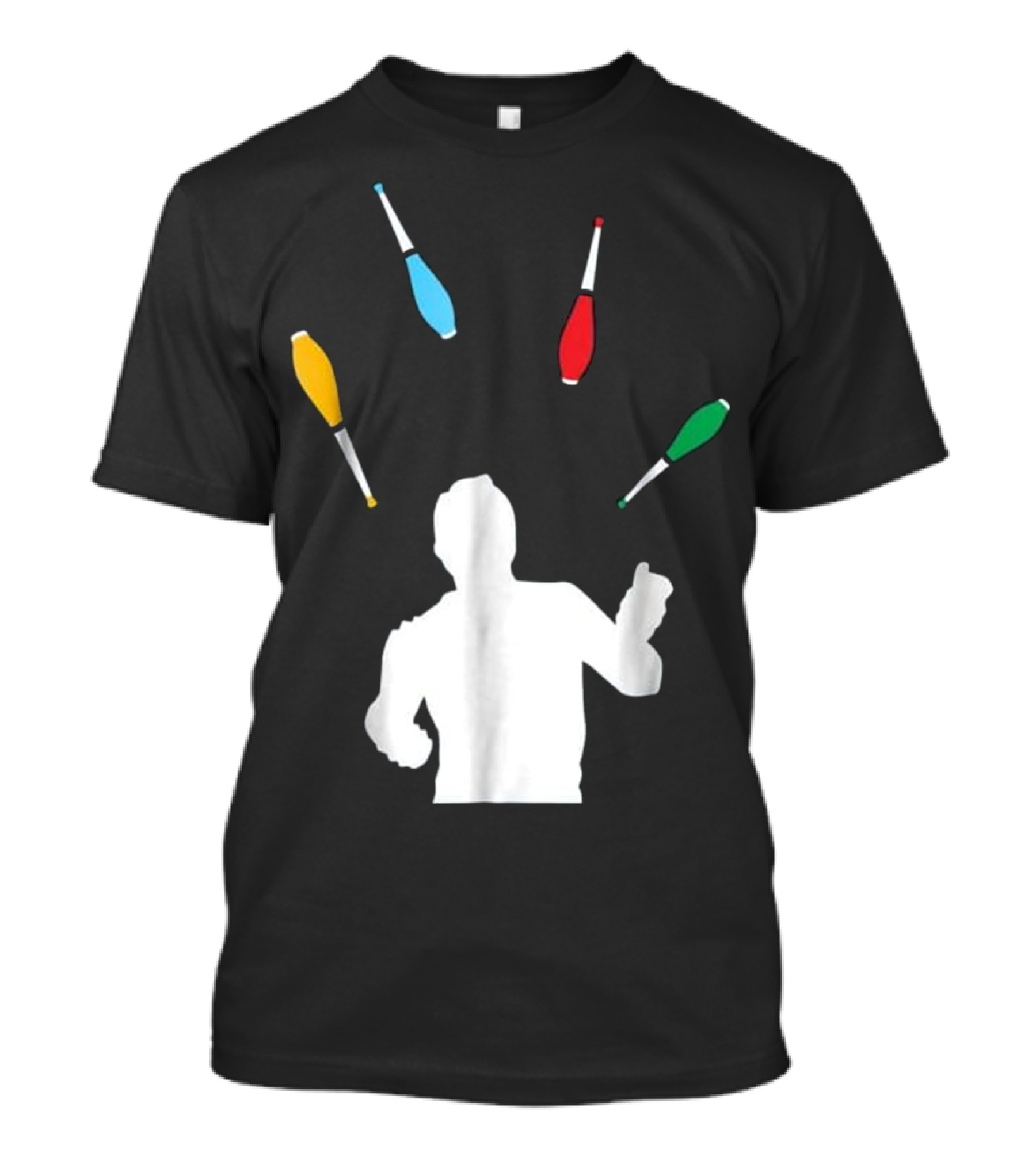 Silhouette Juggler With Colorful Clubs T-Shirt