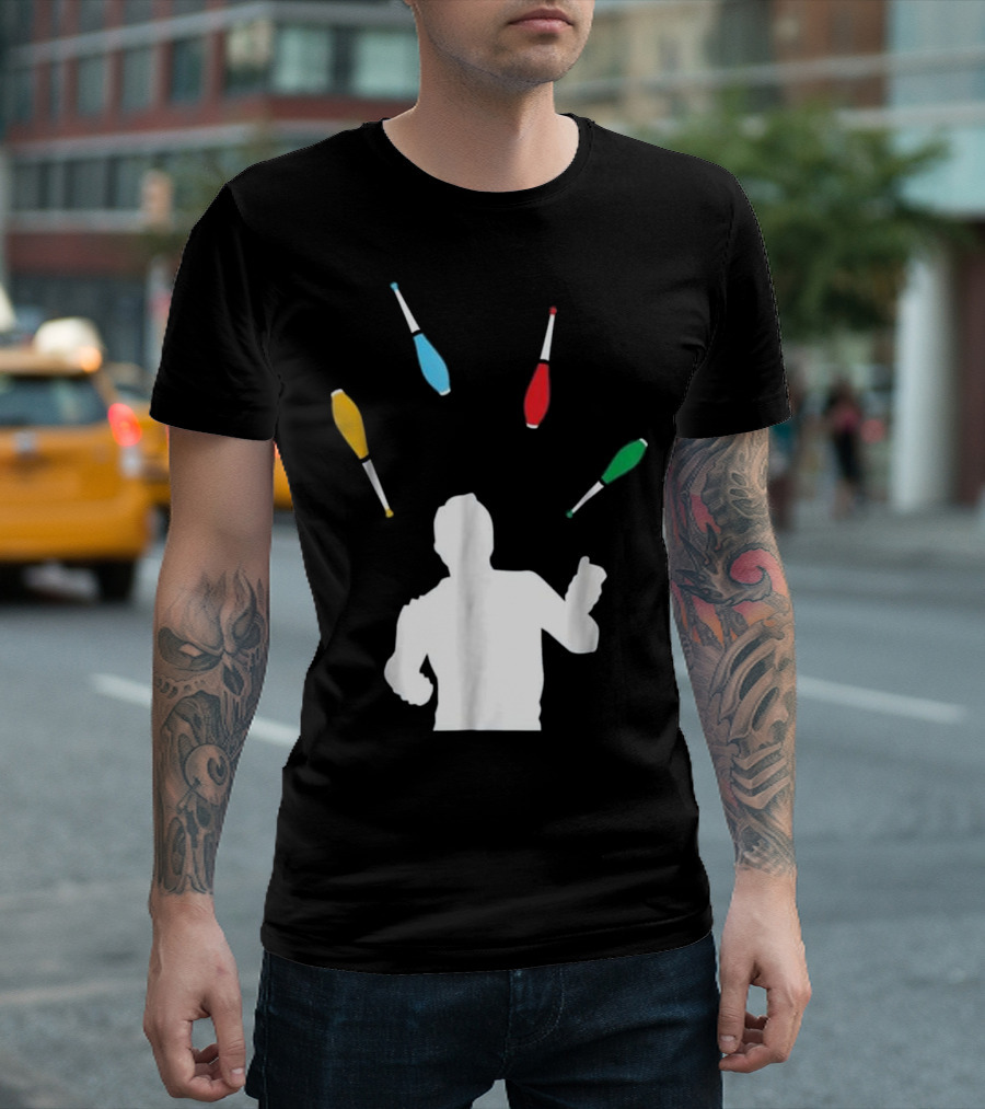 Silhouette Juggler With Colorful Clubs T-Shirt