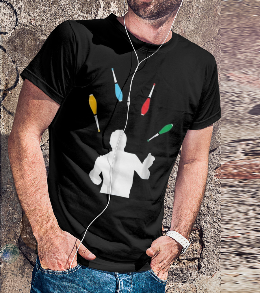 Silhouette Juggler With Colorful Clubs T-Shirt