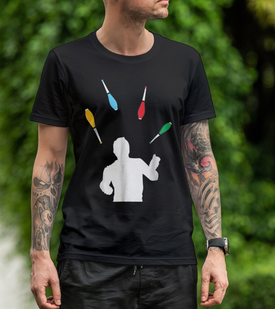 Silhouette Juggler With Colorful Clubs T-Shirt