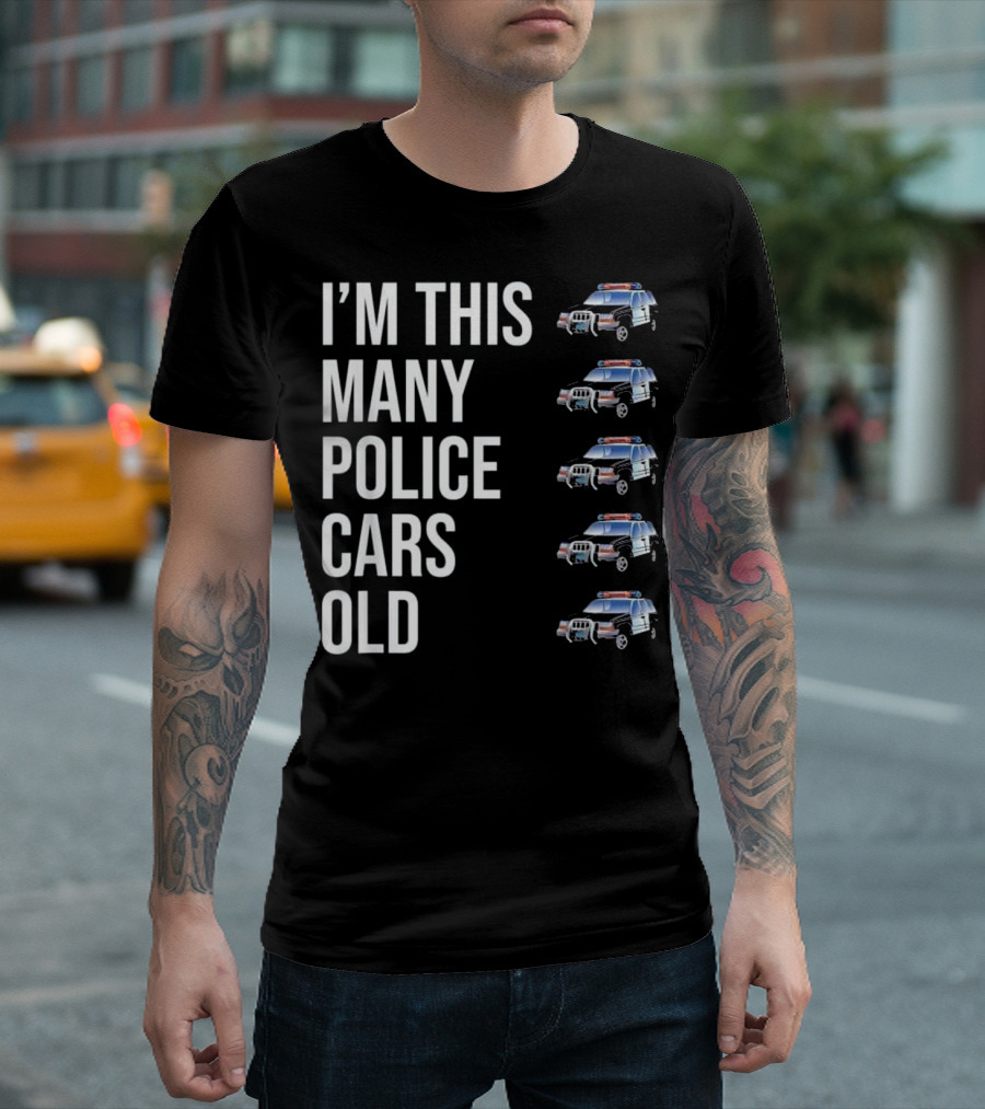 I'm This Many Police Cars Old 5 Police Car Birthday T-Shirt