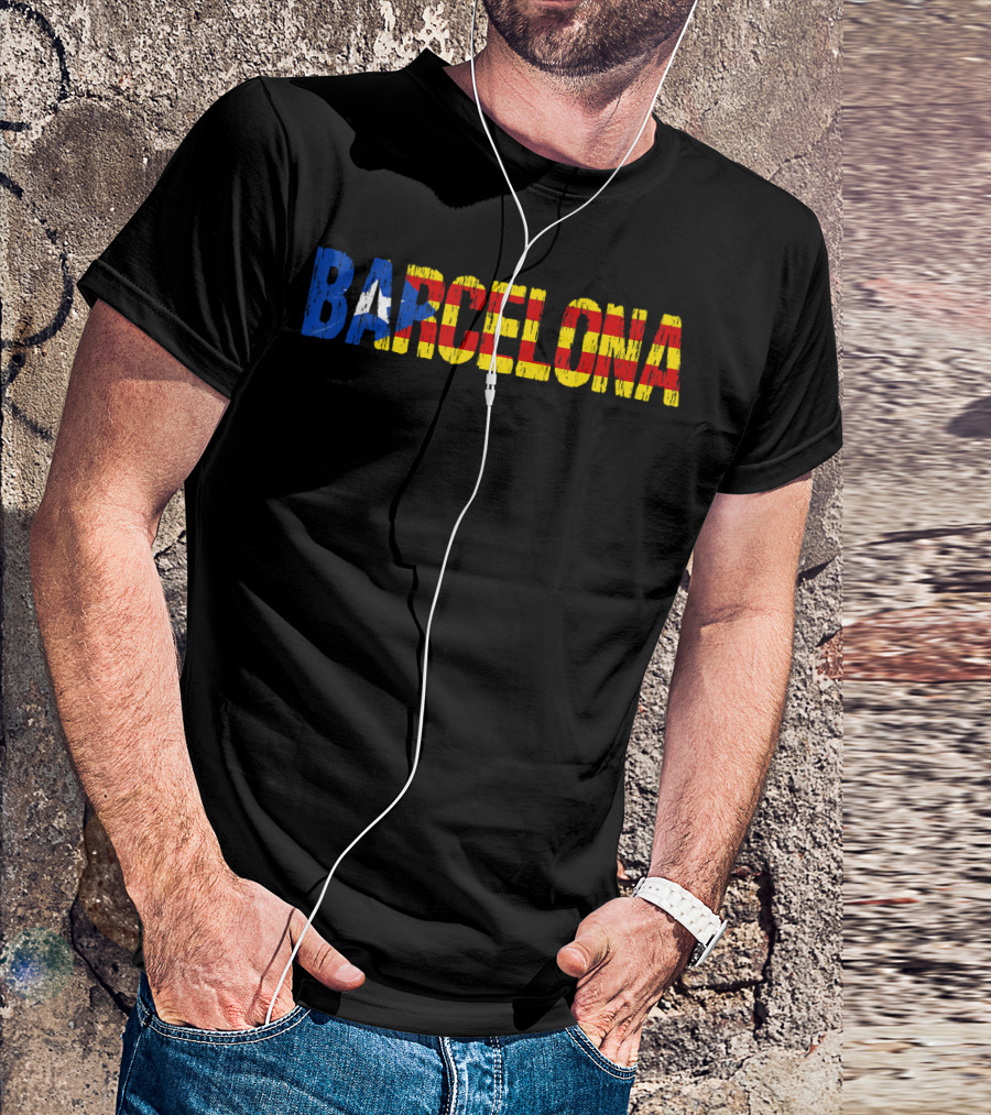 Barcelona Catalonian Estelada Flag Textured T-Shirt