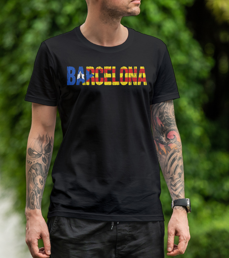Barcelona Catalonian Estelada Flag Textured T-Shirt