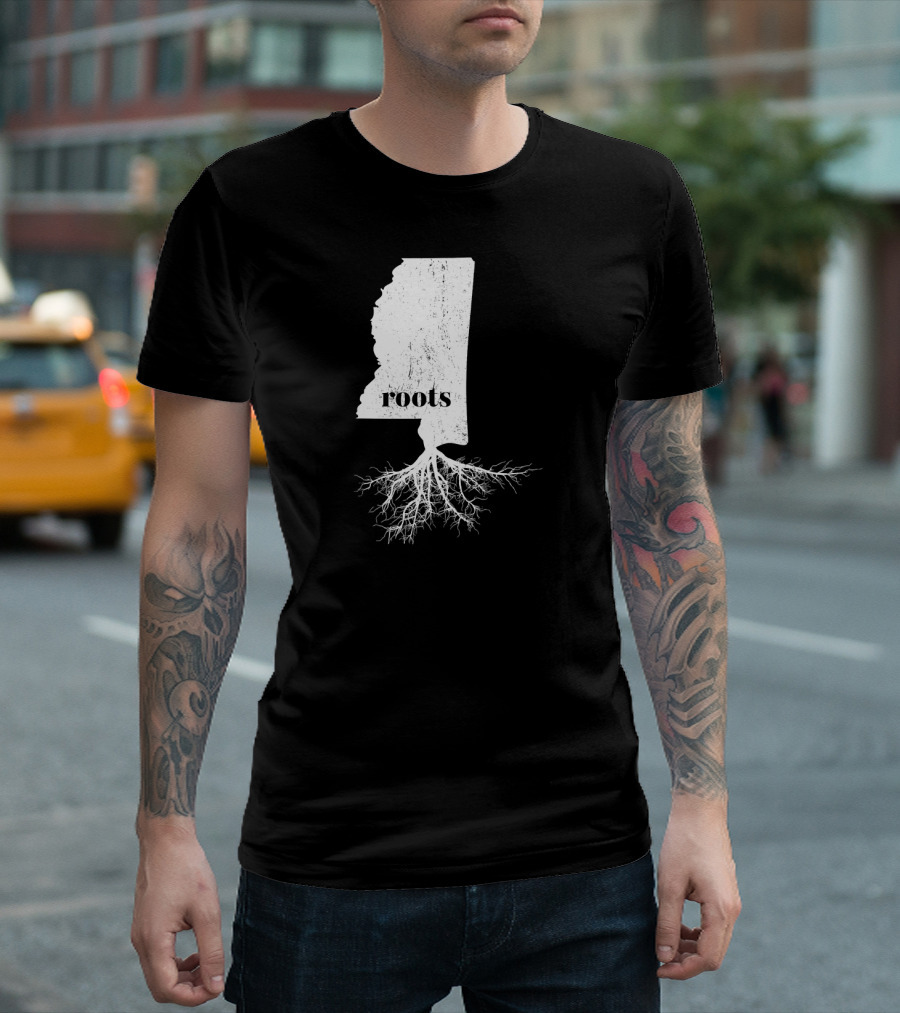 Mississippi Roots State Outline With Roots T-Shirt