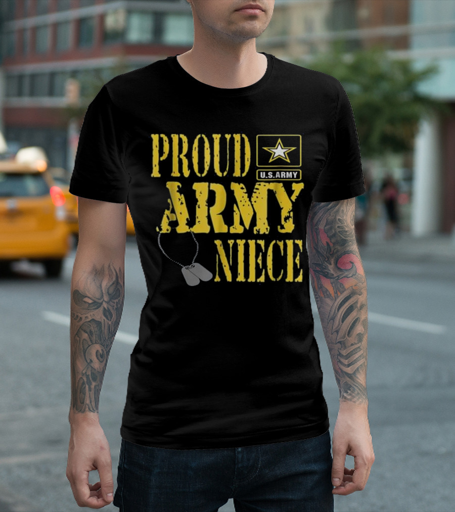 Proud U.S. Army Niece with Dog Tags and Star Emblem T-Shirt