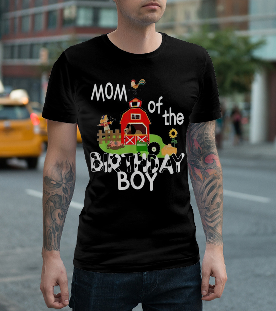 Mom of the Birthday Boy Barnyard Farm T-Shirt