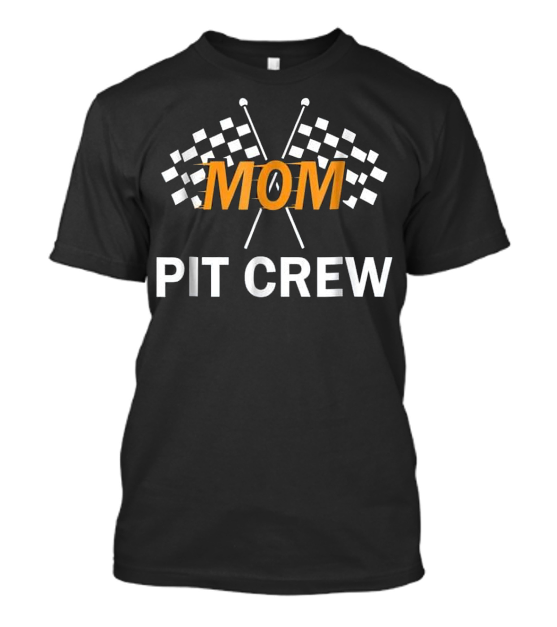 Mom Pit Crew Checkered Flag Racing Birthday Party T-Shirt
