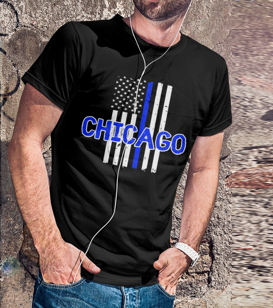 Chicago Thin Blue Line Support Law Enforcement T-Shirt
