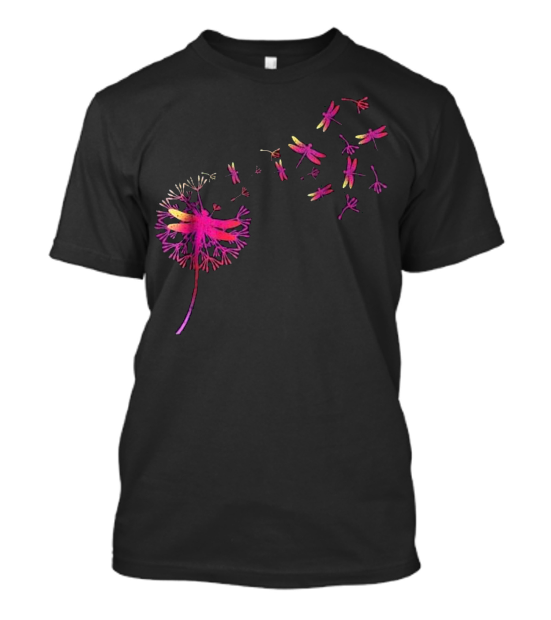 Dandelion And Dragonfly Awesome Burst Of Colors T-Shirt