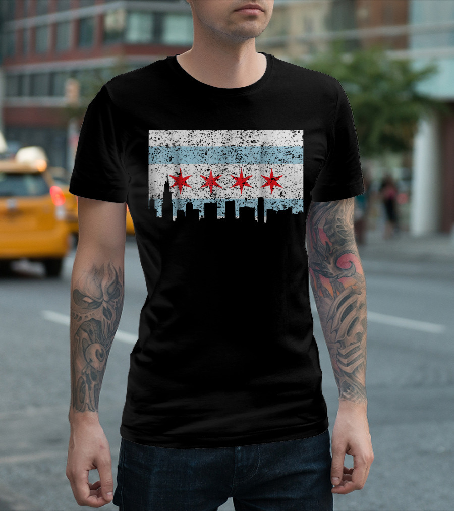 Chicago Vintage Flag Skyline T-Shirt