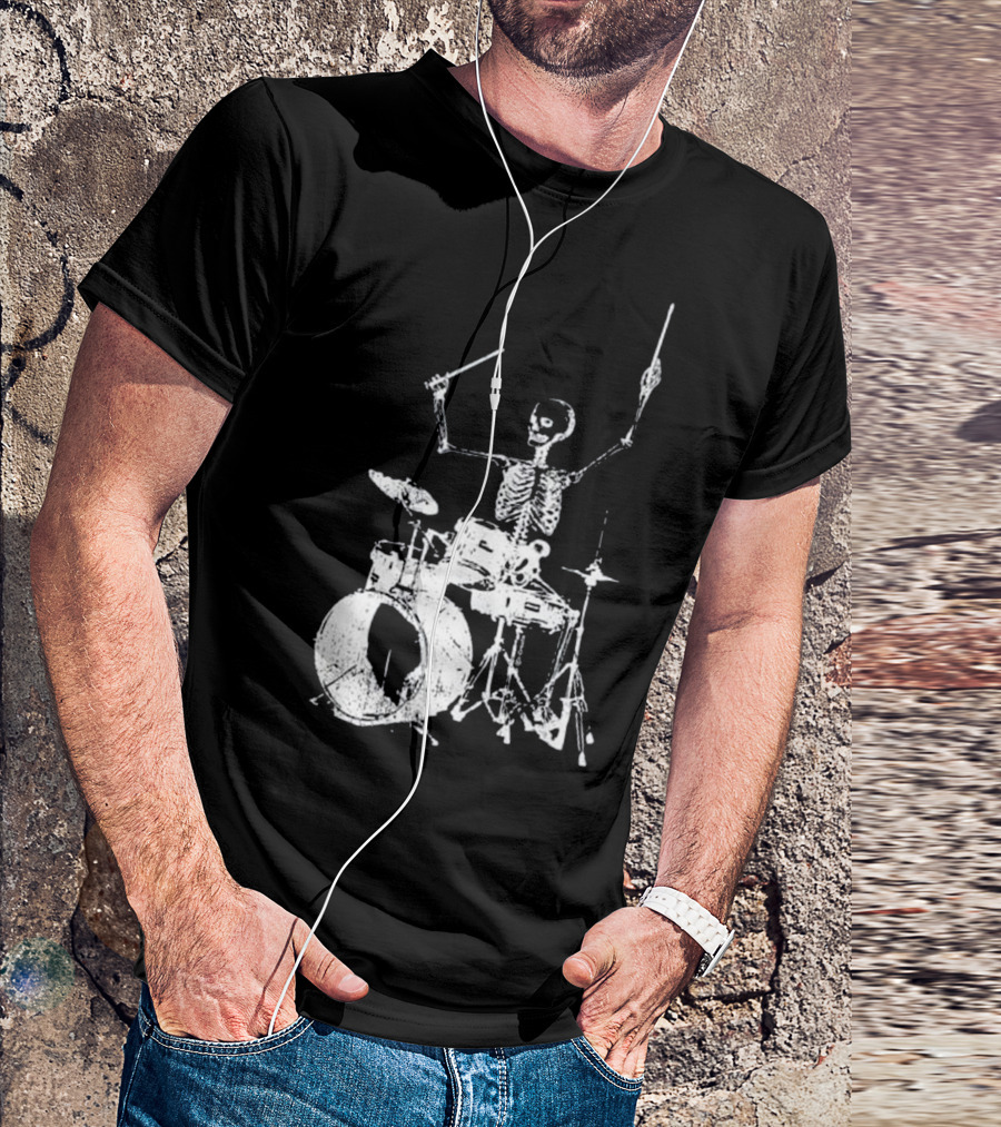 Skeleton Drummer Drums Music Band Skull T-Shirt