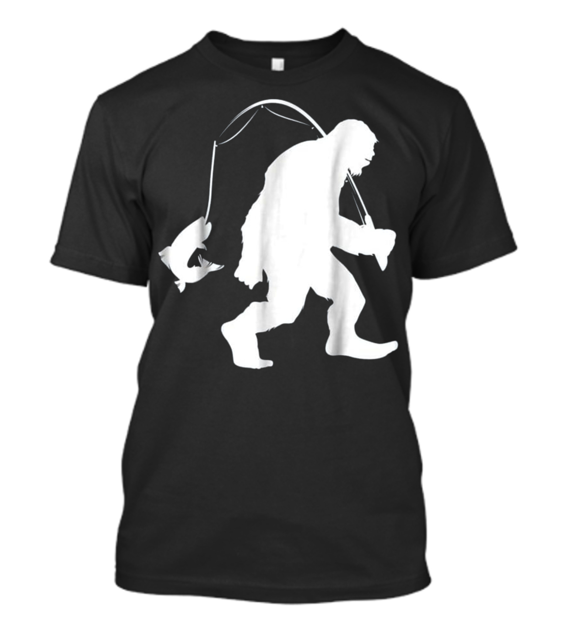 Bigfoot Fishing With Catch And Rod T-Shirt