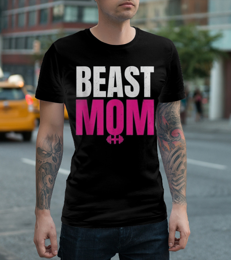 BEAST MOM Fitness Beast Female Symbol Dumbbell T-Shirt