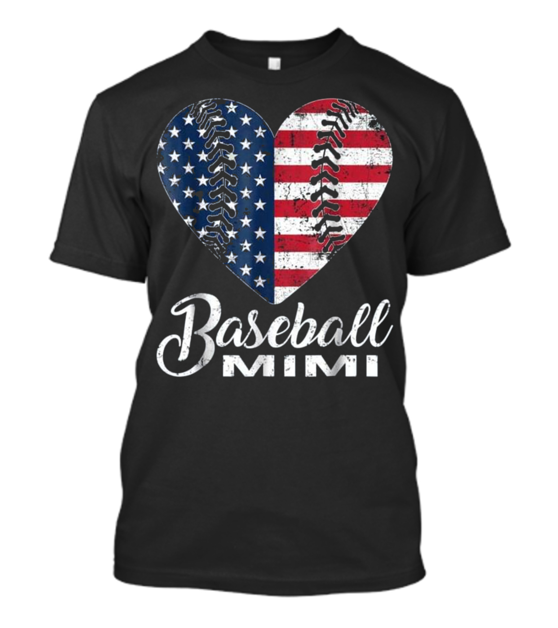 Baseball Mimi American Flag Heart T-Shirt